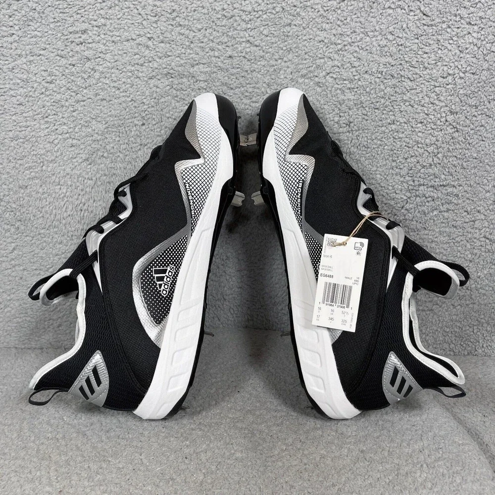 Adidas Icon 6 Mens Size 17 Metal Baseball Cleats Black‎ White EG6488